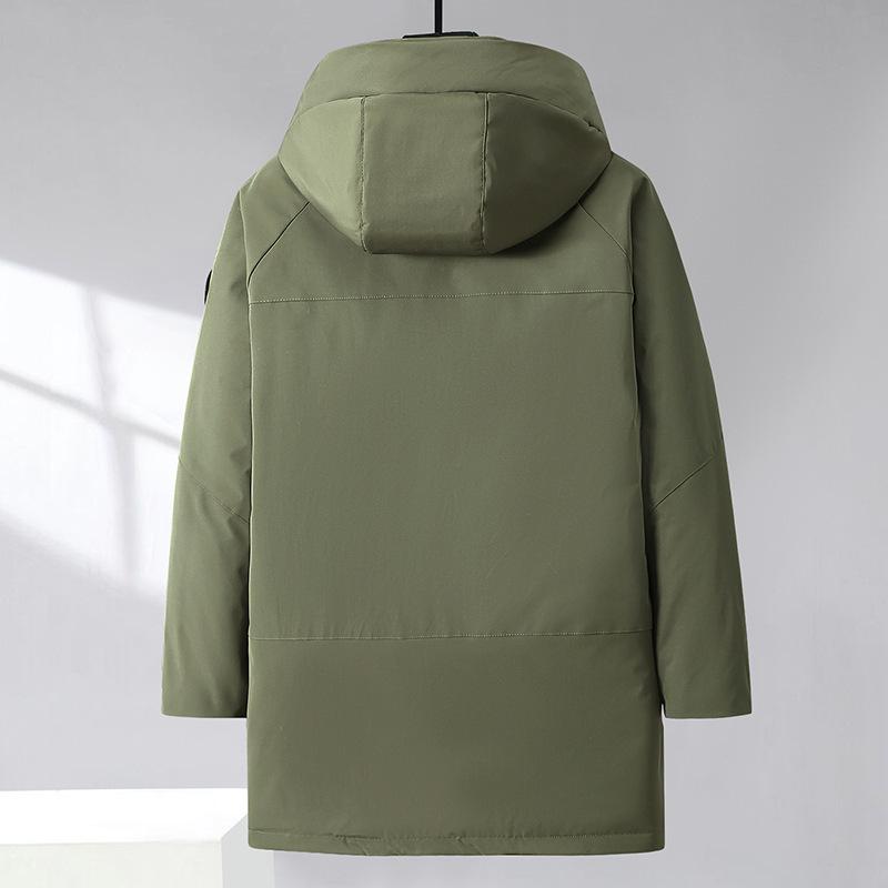 Men's Plus Size Hooded Winter Jacket - Thick, Plush, Water/Wind/Cold-Resistant, Mid-Length for Larger Sizes