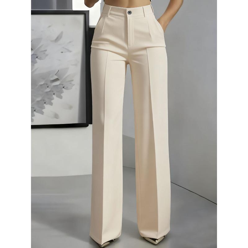 TIFICY Women's Fashion Casual Solid Color Print High Waist Trousers Pants & Capris
