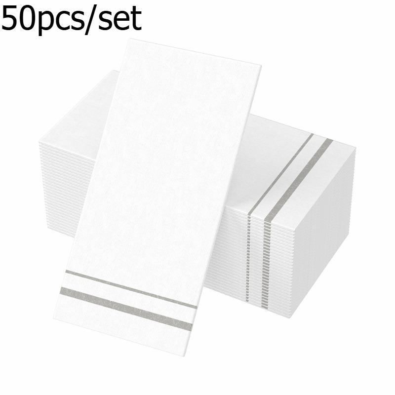 50pcs/set Kitchen Printed Disposable Napkins Striped Paper Napkins for Festival Party & Banquet Decor Disposable Table Napkins