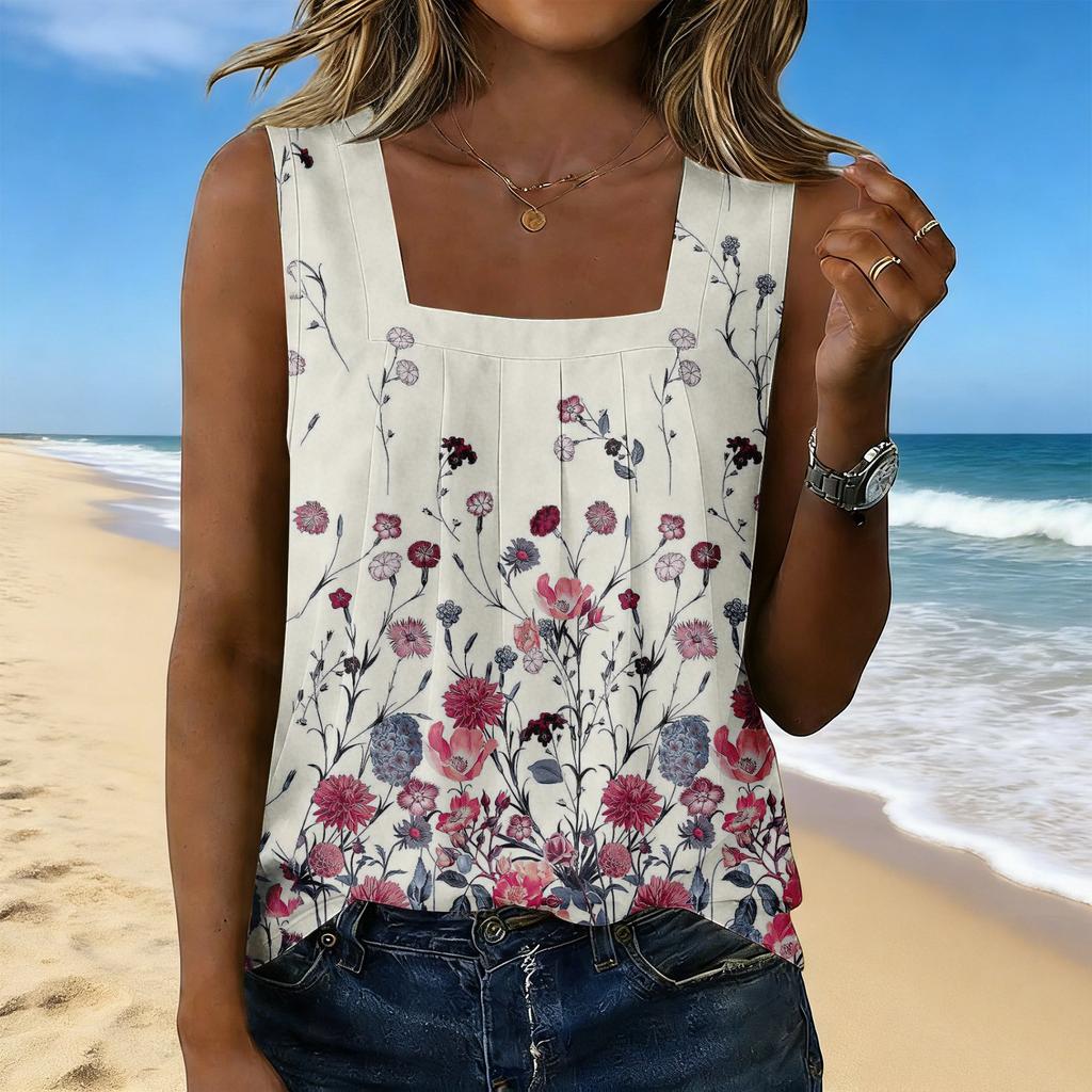 Women's Fashionable Casual Vintage Print Tank Top