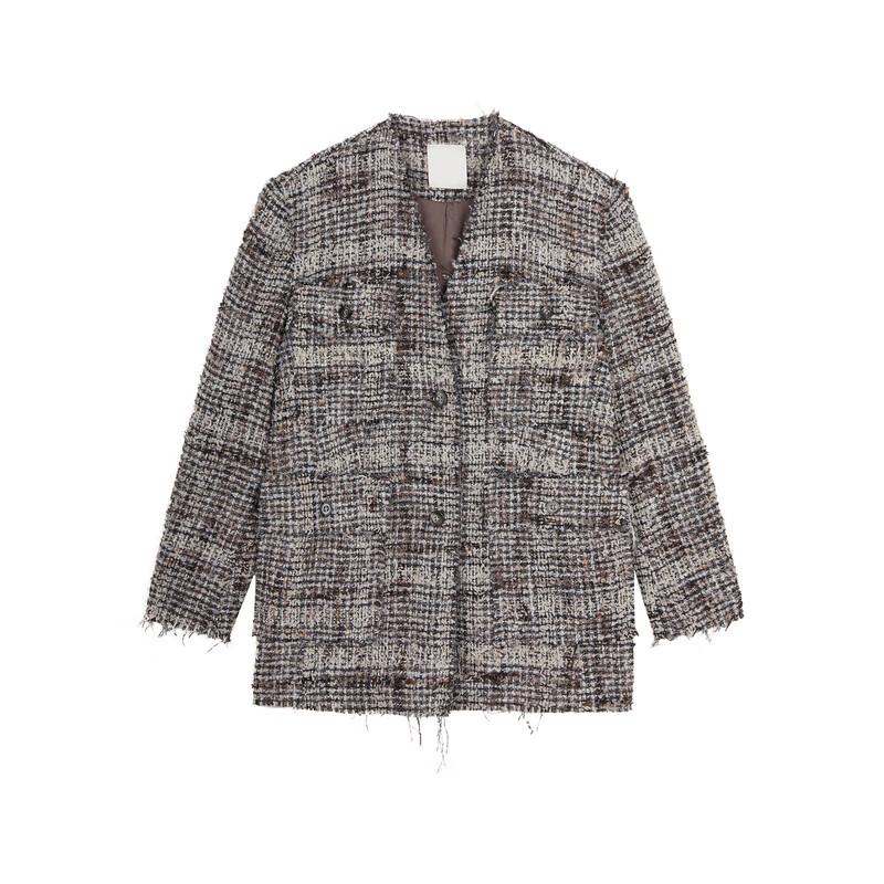 JNBY 2024 Winter Plaid Wool Blend Long-Sleeve Jacket
