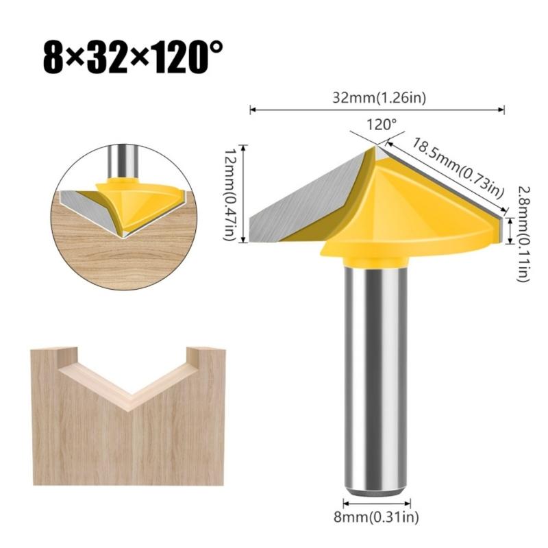 Efficient 8mm Shank V Flute Router Bit Carbide End Mill With 60 To 150 Degree Options for Profession Woodworking Project