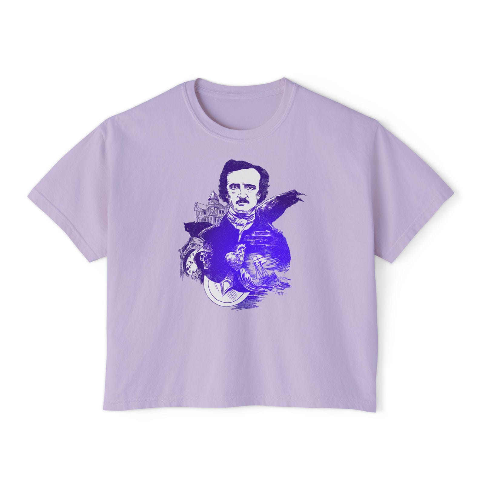 Edgar Allan Poe Portrait Tee | Raven, Mansion, Poe Illustration S