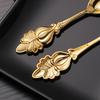 4pcs Vintage Zinc Alloy Dessert Spoon Luxury Lightweight Coffee Stirring Spoon Ice Cream Tea Serving Tool for Restaurant Café
