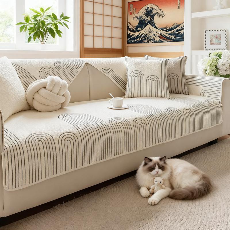 Pure Cotton Sofa Cover Living Room Non-slip Couch Seat Towel Jacquard Thicken Couch Cushion Universal Sofa Seat Cover Home Decor