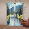 Landscape Curtains Scenic Mountain Pine Trees Flowing River Foliage Daytime Nature View Bedroom Living Room Set Of 2 Made Polyester Area Decor