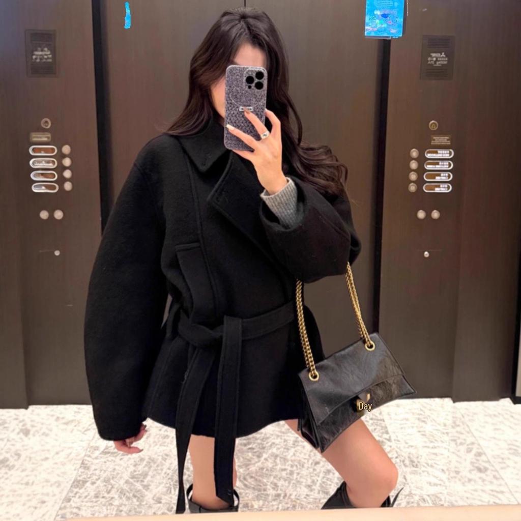 Hepburn Textured Woolen Stand Collar Coat - Petite Size, 2025 Autumn/Winter Collection