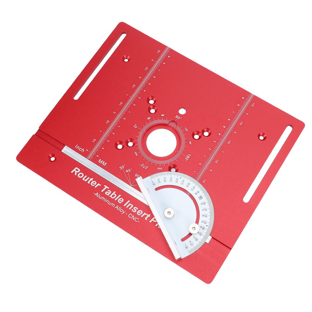 Router Table Insert Plate with Miter Guide Aluminum Alloy Woodworking Bench Flip Board for Trimming Red MM Inch Scales