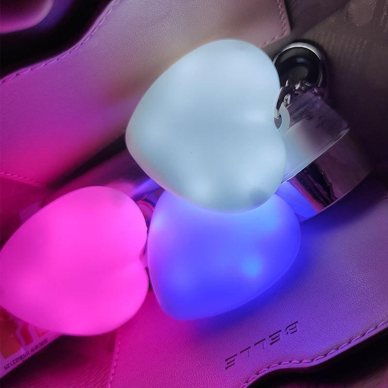 Heart Shaped LED Night Light Keychain USB Rechargeable Easy Carry Soft Glow Portable Lamp for Backpack Night Outings