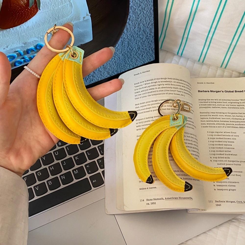 PU Bananenfrucht Bananen Schlüsselanhänger Simulation Frucht Schlüsselring Tragbar PU Leder Anhänger Weiblich