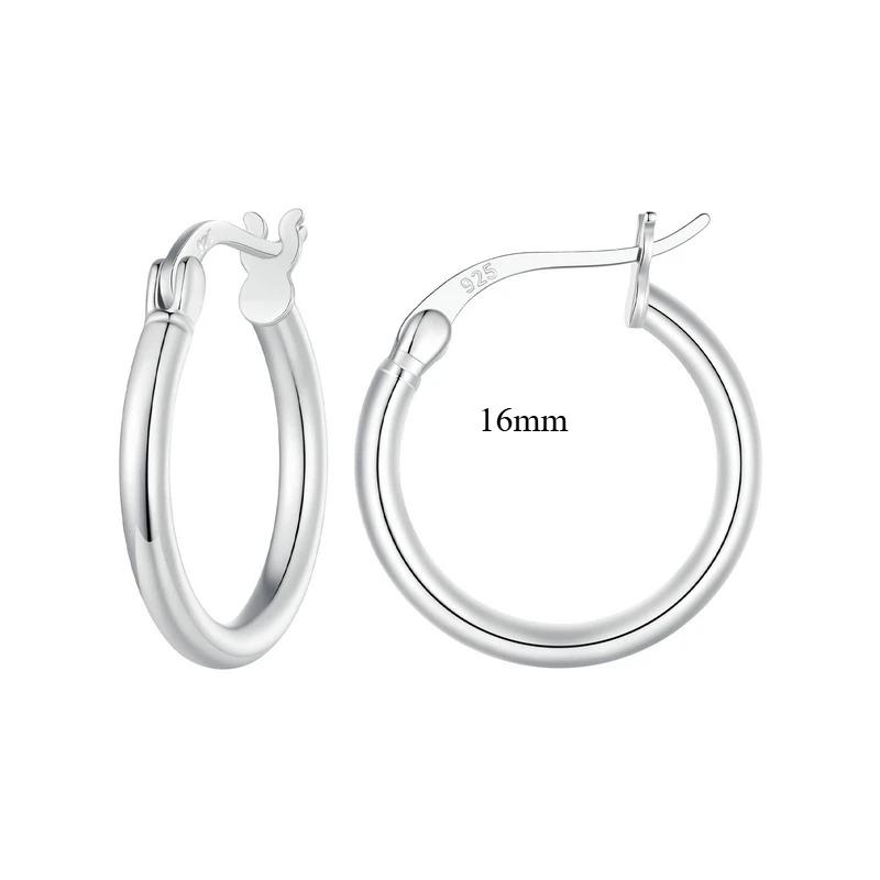 925 Silver Bold Hypoallergenic Hoop Earrings with 14K White Gold Plated Glossy Finish