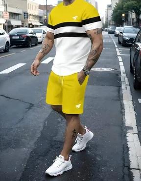 

Men s Stylish Matching Color T-Shirt and Shorts Set for Casual Outings - Quick-drying and machine washable 6XL