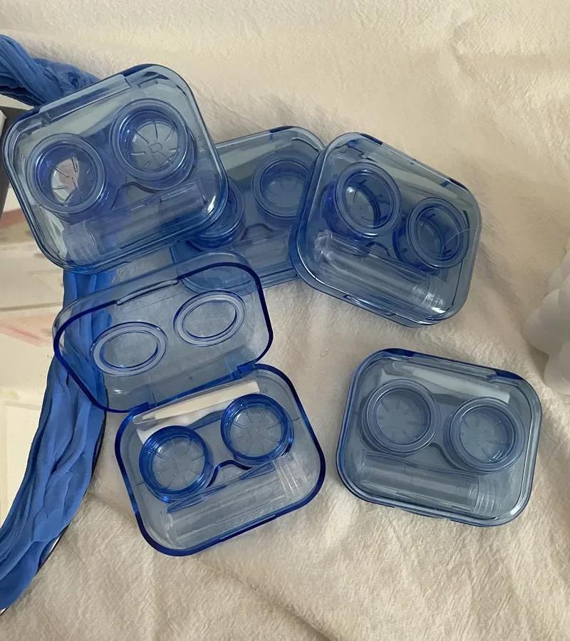 Tragbares Transparentes Pinzetten-Saugnapf-Stäbchen-Behälter-Set Tragbare Kontaktlinsenbox für Damen Reise-Kontaktlinsen-Etui Geschenk
