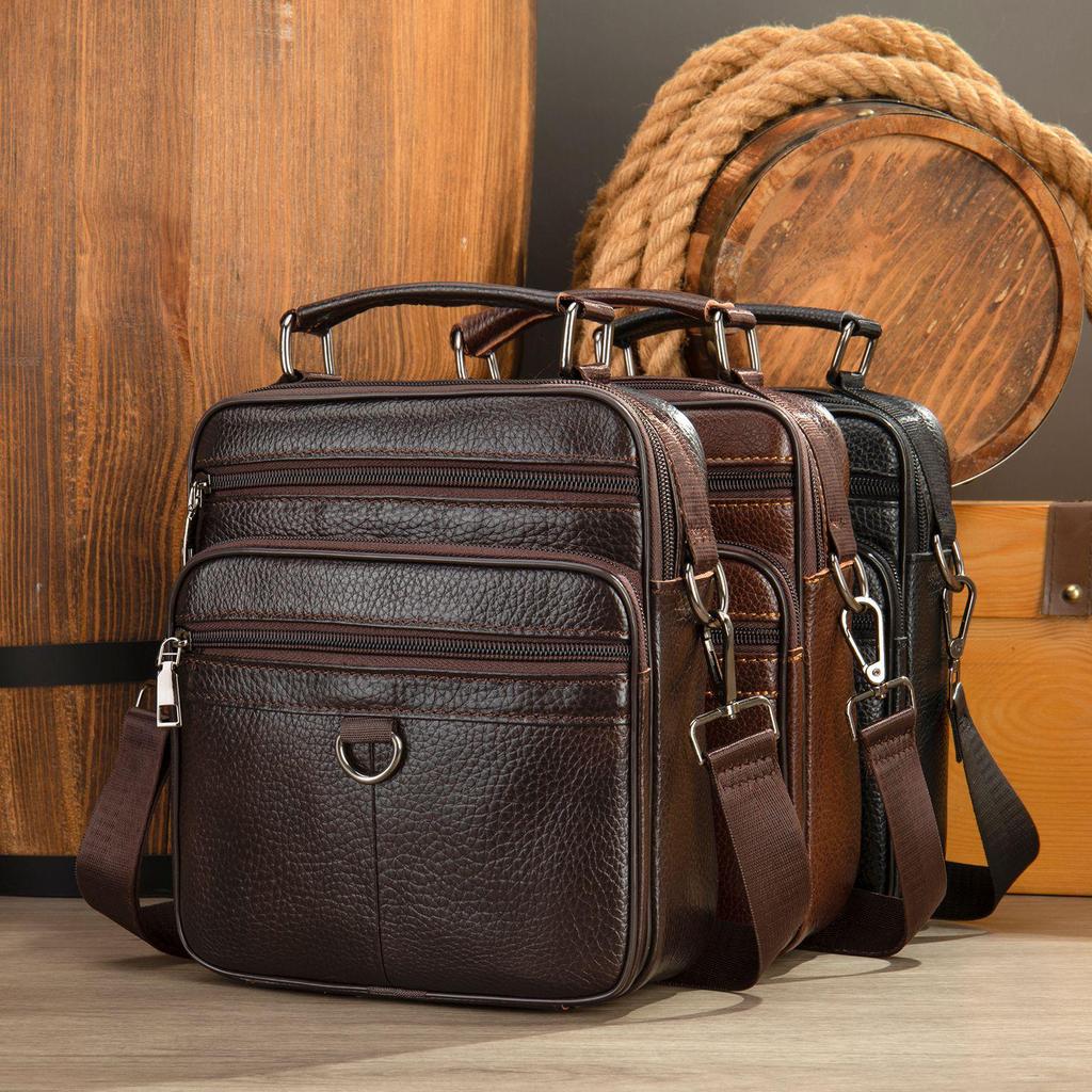 Malunte Geantă de Umăr Crossbody pentru Bărbați din Piele Naturală - Business Casual Piele de Vacă Strat Superior