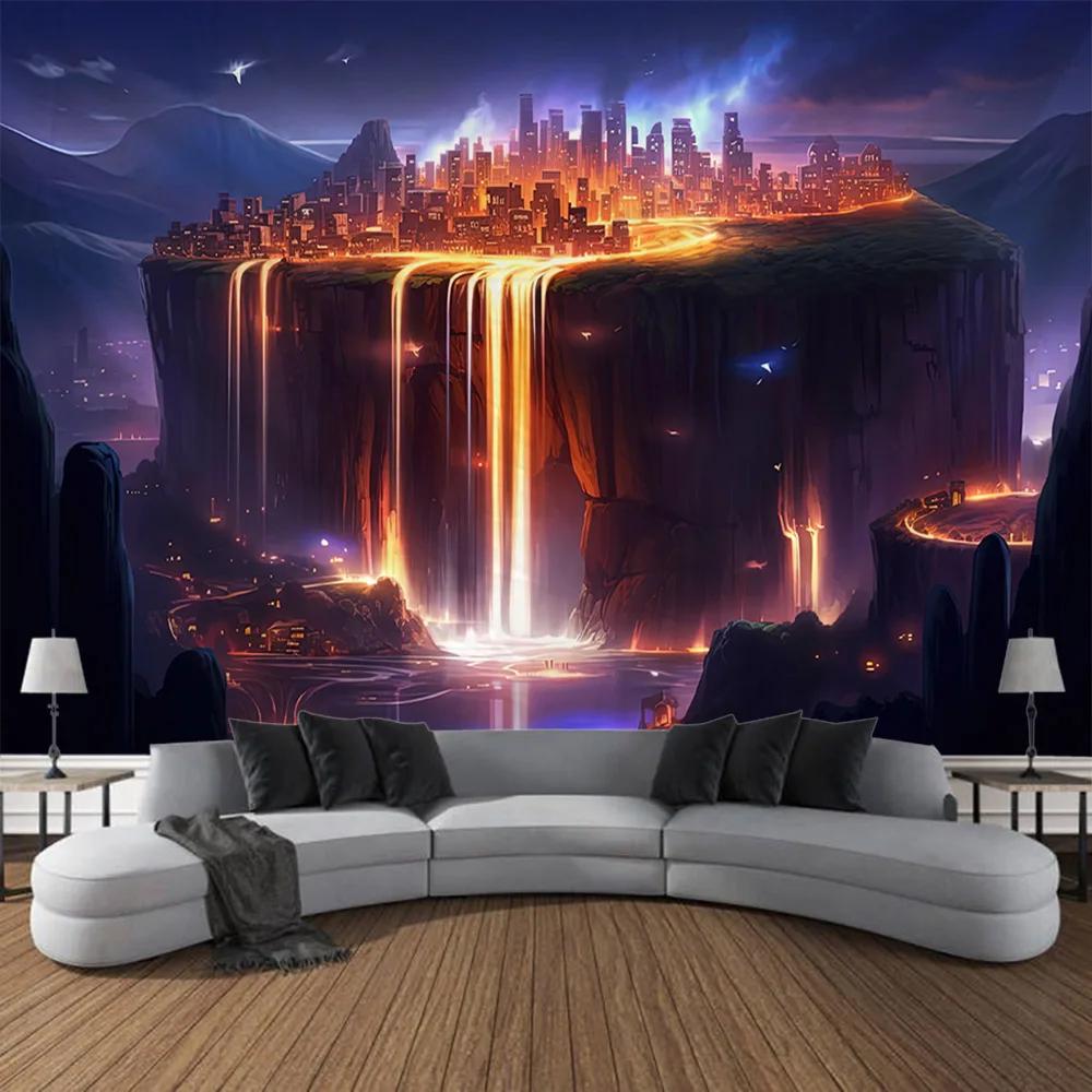 VIKAMA Waterfall Forest Tapestry Vibrant Landscape Art Decor Perfect For Living Rooms And Natural Home Settings
