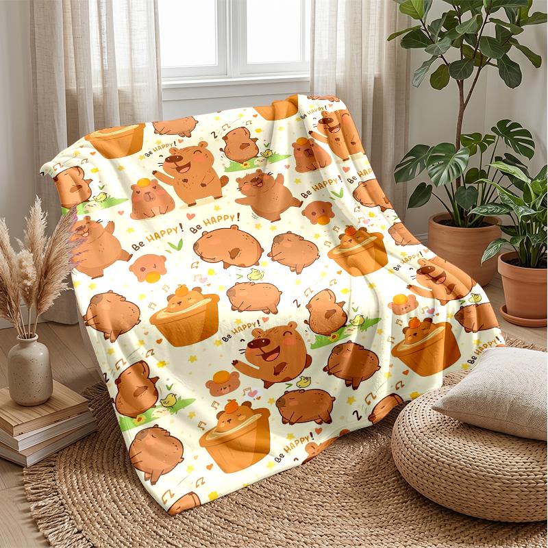 Cute Animal Group with Flowers blanket Personalized Name Flannel Blanket Soft Cozy Plush Throw for Sofa Bed Lightweight Home Decor