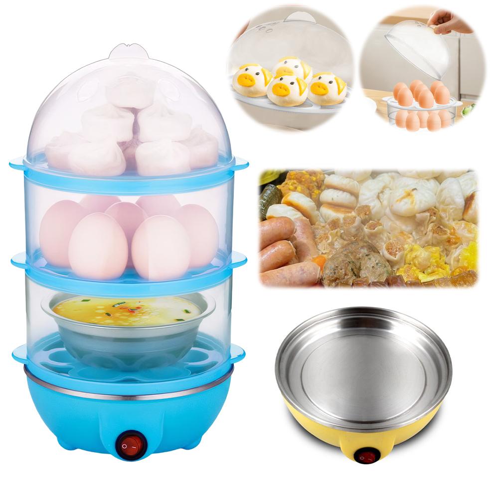 110V/220V Electric Egg Boiler Rapid Heating Automatic Corn Steamer 3-Layer Mini Kitchen Poacher for Cooking Breakfast Machine