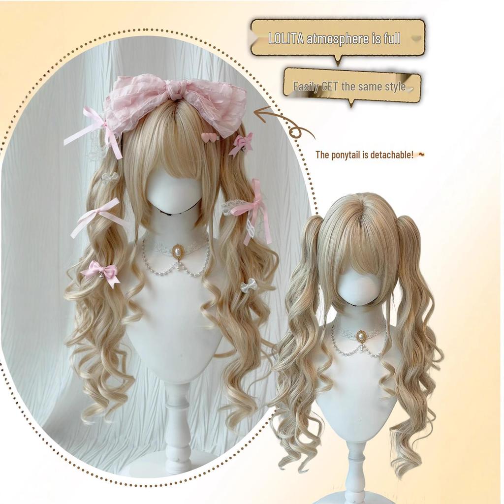 Cross-Border Double Ponytail Lolita Wig - Japanese Roman Curl with Tiger Mouth Clip