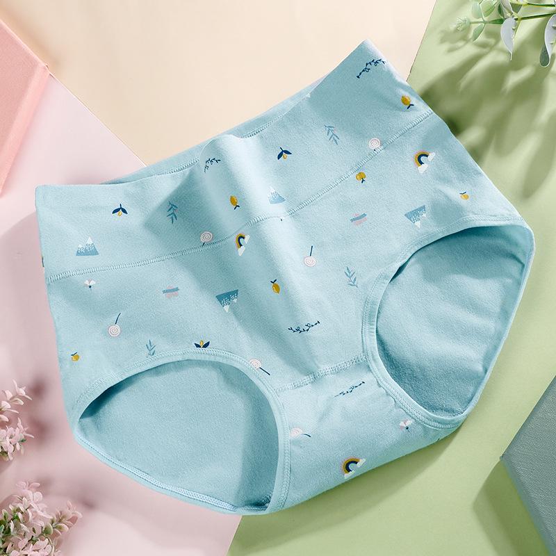 Women's High Waist Tummy Control Cotton Hip Lifting Printed Briefs