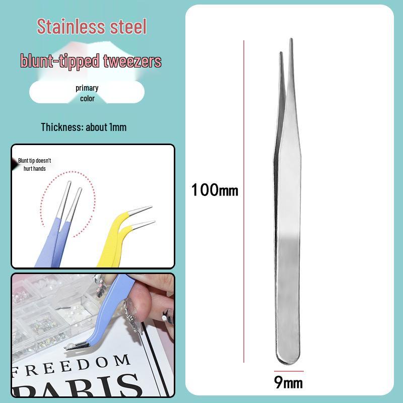 Colorful Stainless Steel Curved Tweezers for False Eyelashes and Planner Clips
