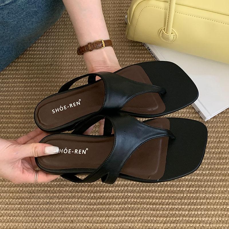 Fashion Summer Beach Female Flip Flops Women Flats Slippers Shoes Fashion Square Toe Ladies Flats Slippers Slides Sandals Shoes