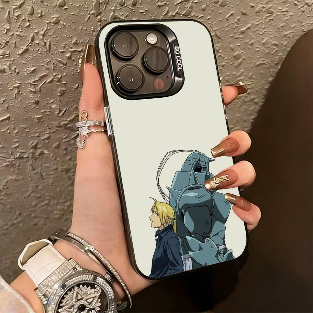 

Edward Elric Fullmetal Alchemist Phone Case For iPhone 17,16,15,14,13,12,11 Plus,Pro Max,XS,Colored Silver Plated Inside Cover iPhone15pro