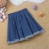 Denim Skirt, Half Body Skirt, Summer New Style College Style High Waist Fashionable Striped Edge A-line Short Skirt