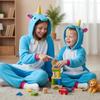 Onesie Kigurumi Pajamas Costume Blue Unicorn Children 135 - 145Cm