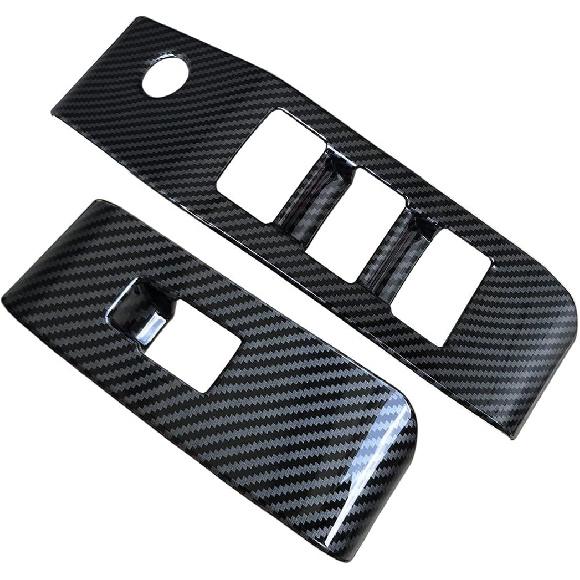 Ruihe 4pc Carbon Fiber Color Automobile Door Window Control Panel Cover Trim Fit for Toyota Highlander 2020 2021 2022 2023 2024 2025 North American