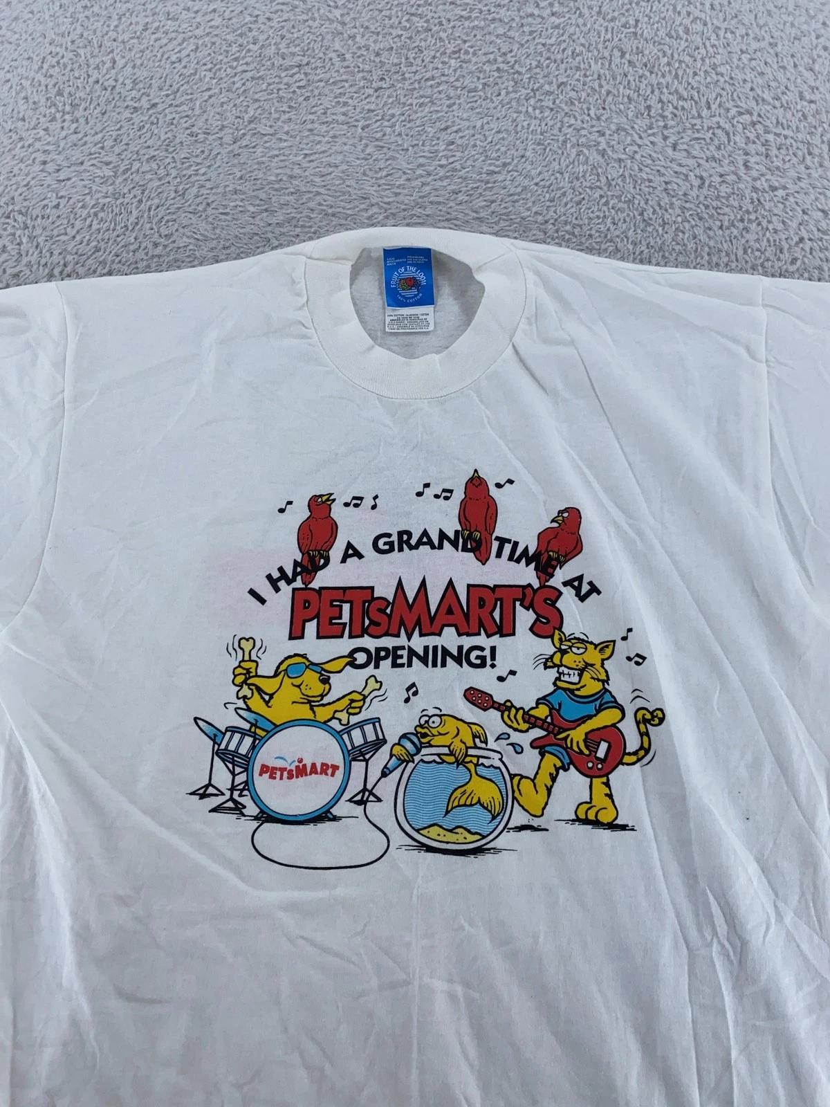

Vtg PetSmart Pet Store Cartoon T-Shirt Large Dog Cat Food Hills Science Diet 90s 2XL