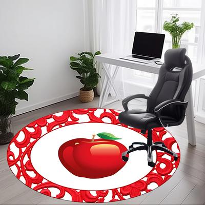 1pc Apple RedChair Carpet for Office, Indoor Non-Slip Washable Polyester Fiber Carpet, Mat For Office, Machine Washable