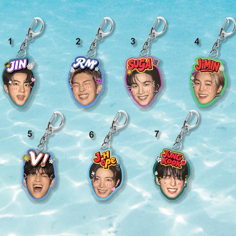 BTS Cute Cartoon Acrylic Keychain, Kpop Member Face Keyring, Graffiti Style Bag Charm for ARMY Fans