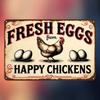 Vintage Fresh Eggs Metal Sign, Retro Farmhouse Kitchen Wall Decor, Pre-Drilled Tin Plaque