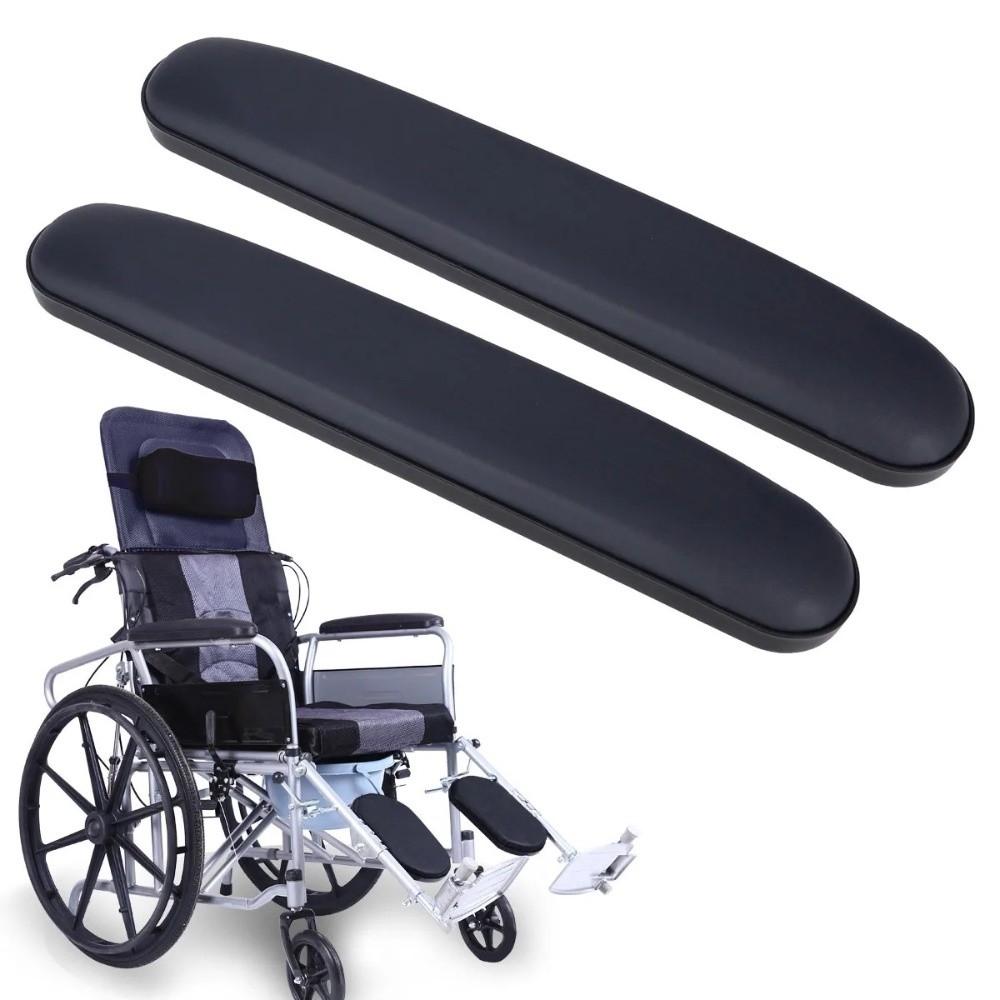 2PCS Comfortable Wheelchair Armrest Pad Leather Sponge Spare Part Arm Rest Pad Cushioning with Screw Wheelchair Accessories