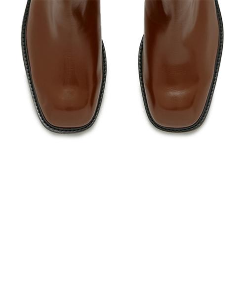 Mellos (Handmade) Square Toe Zip-Up Boots - Brown