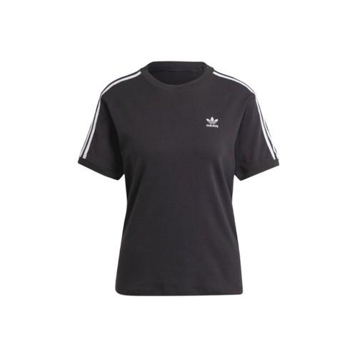adidas Originals striped crew neck pullover short-sleeve T-shirt, women s, black L чёрный