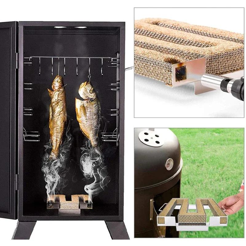 BBQ Izgara veya Tütsüleyici için Soğuk Duman Jeneratörü Odun Tozu Sıcak ve Soğuk Tütsüleme Somon Et Yakma Pişirme Paslanmaz BBQ Aletleri