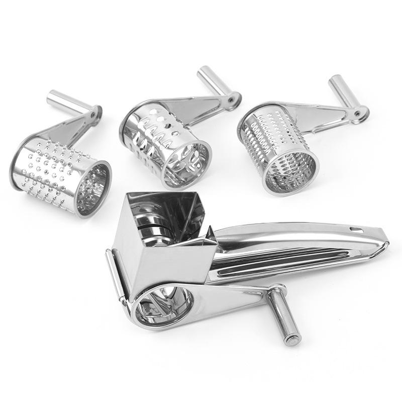 304 Stainless Steel Cheese Grater with 3 cutters Household Kitchen Hand Rotation Creative for cheese nut baking tools