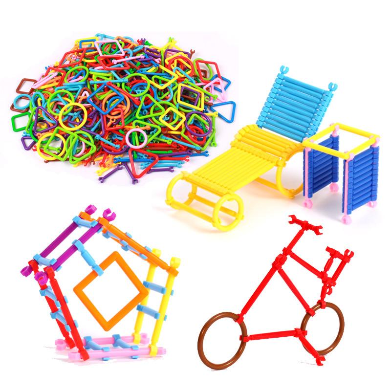 65~240pcs Kids DIY Building Blocks Stick Toys with Storage Bag Children Early Learning Intelligence Sticks Creativity Toy TMZ