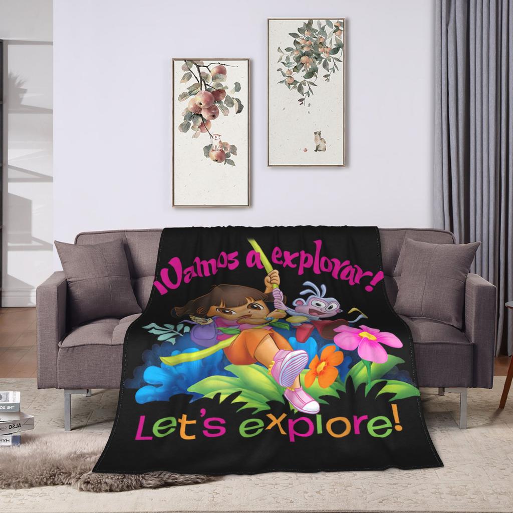 Warm Blanket DDoras The Explorers Vamanos A Explorar Dora and Boots Throw Blanket Flannel Bedspread For Couch Bed Bed Cover