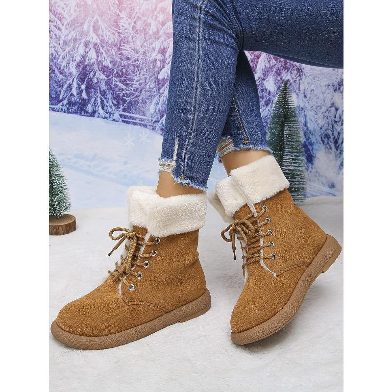 Winter New Block Heel Snow Boots Warm Fleece Lined