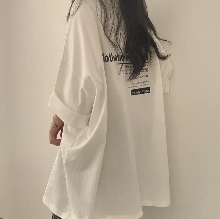 Cotton Short-sleeved T-shirt Women's Medium and Long Summer Internet Celebrity Loose Korean Version Medium and Long