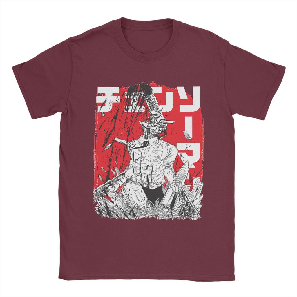 Chainsaw Warrior Chainsaw Man Men's T Shirt Anime Manga Hipster Tee Shirt Short Sleeve O Neck T-Shirts Cotton Classic Clothes