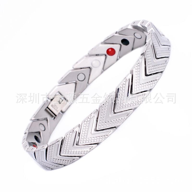 Stainless Steel V-Shaped Titanium Bracelet With Triple-Tone Plating Men Women Jewelry Accessory Steel