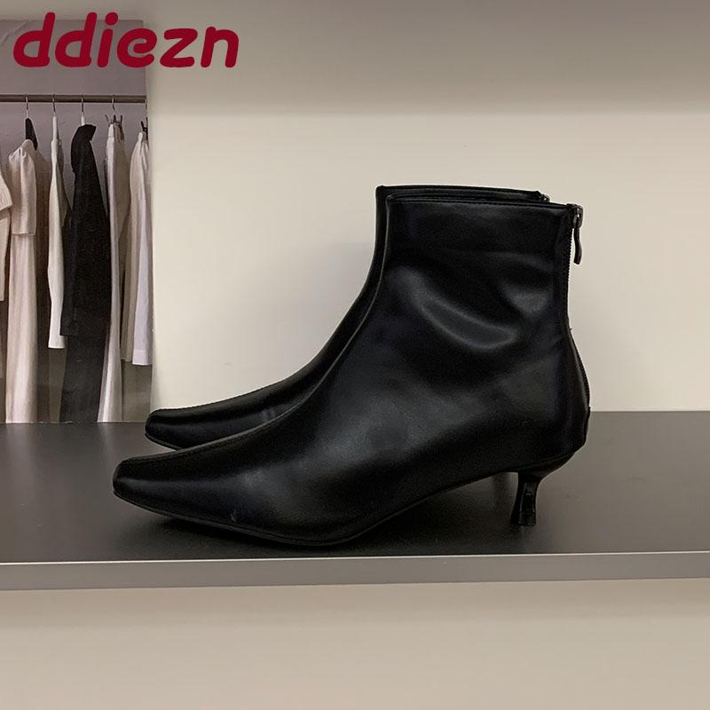 Fashion Footwear Low Heel Women Ankle Stretch Boots Female Casual Fashion Pointed Toe Modern Ladies Short Boots Pumps Shoes