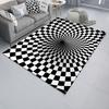 Decorative Floor Mat 3D Vortex Optical Illusion Rug Vision Vertigo Area Realistic Black And White Doormat Non-Slip for Living Room Bedroom Entrance