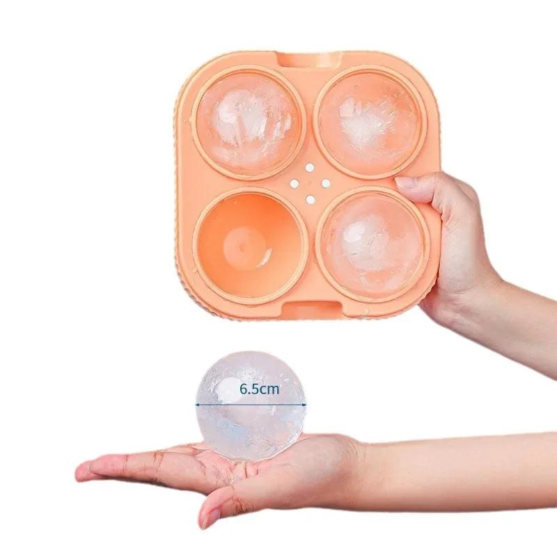 4 Grid Big Ice Ball Mould Large Dia 6.5cm Big Ice Ball Maker Tray for Whiskey Cocktail Bar Tools Food Grade Ice Mould for Party
