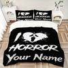 Custom Horror Heart Ghost Graphic Bedding Set Personalized Washable Custom 3Pcs Duvet Cover Pillowcases Soft Microfiber Home Bedroom Gift