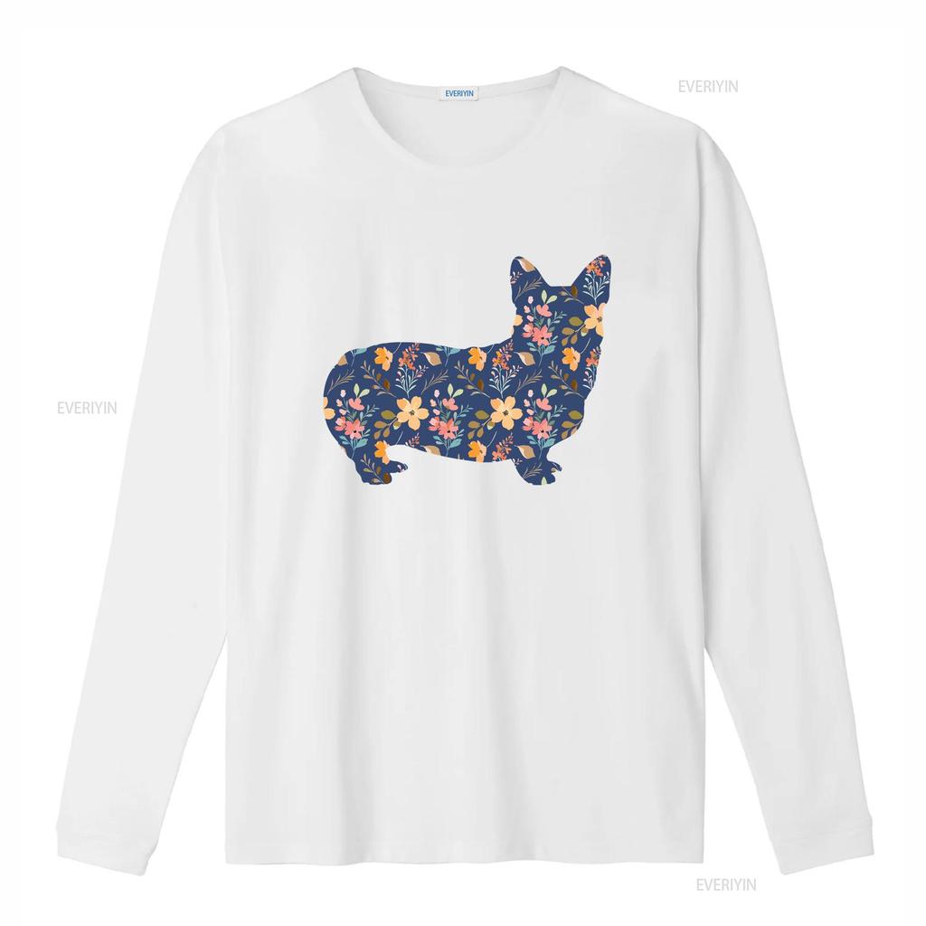 Corgi Floral T Shirt for Dog Moms Royal Design Lovers Pet Present Birthday Valentines Day Cute vintage Washed streetwear