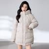 Down cotton-padded clothes women's medium and long bread clothes winter new loose cotton-padded jackets hooded casual cotton-padded jackets